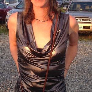 Moda Sleeveless Silvery Shiny Top Small